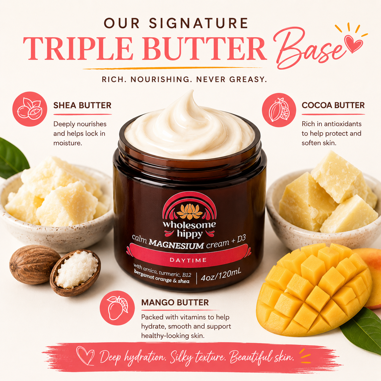 Daytime Calm Cream | Magnesium Cream + D3 | Bergamot Orange | 4oz