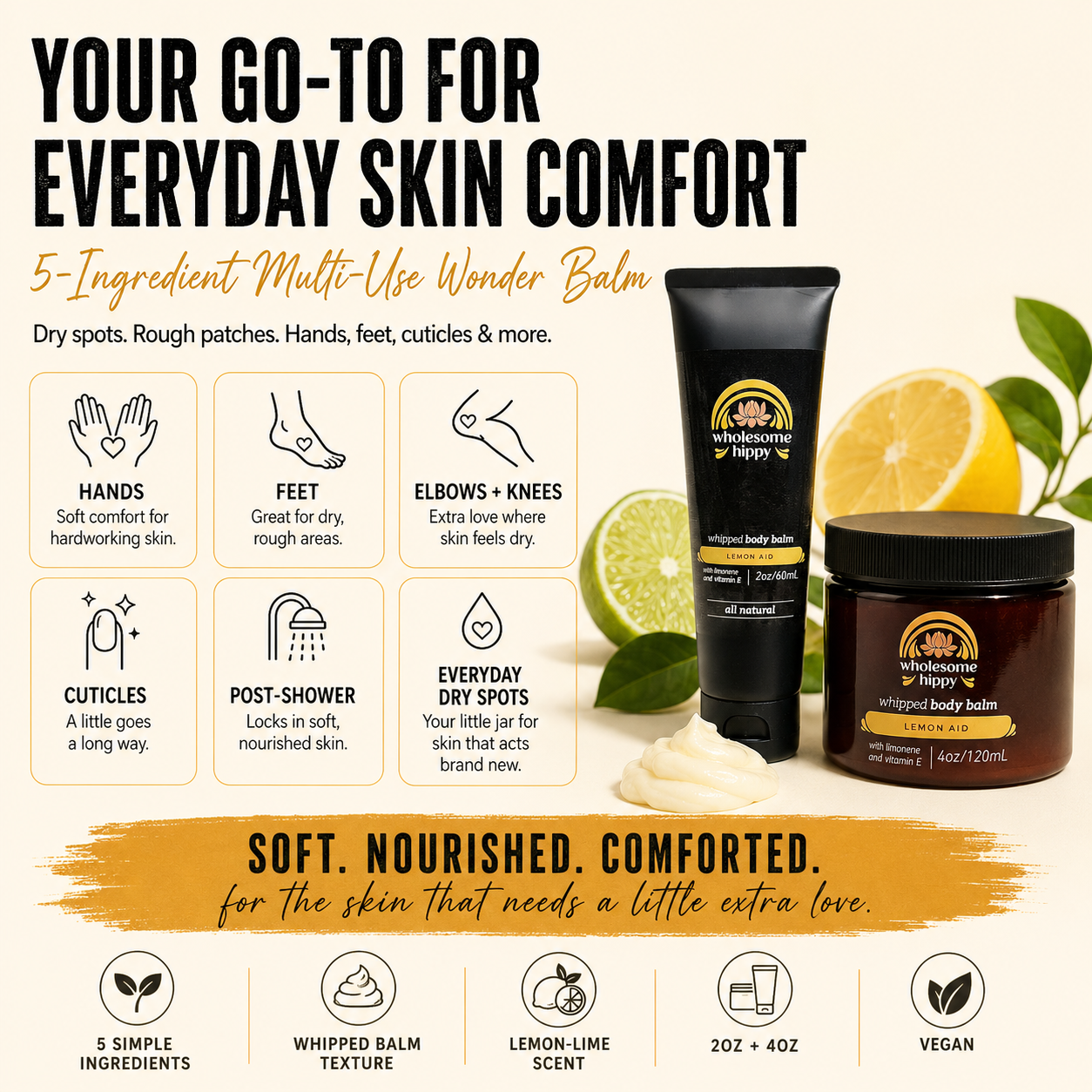 Lemon-Aid Whipped Wonder Balm | Multi-Use Skin Balm | 2oz