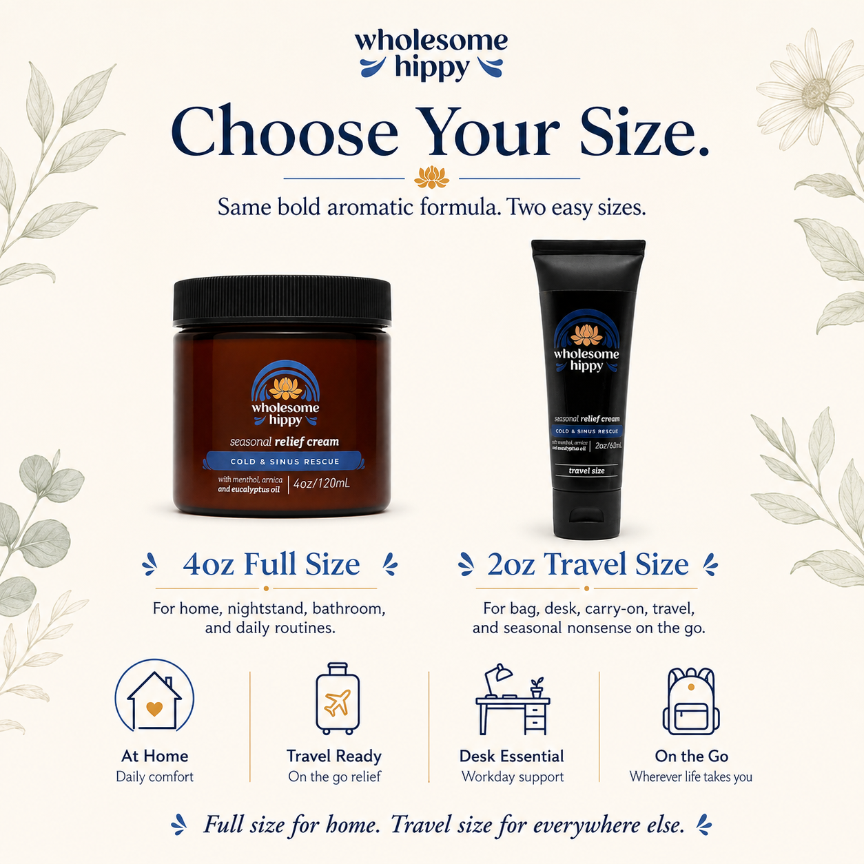 Seasonal Relief Cream | Menthol + Eucalyptus Cooling Cream | 2oz